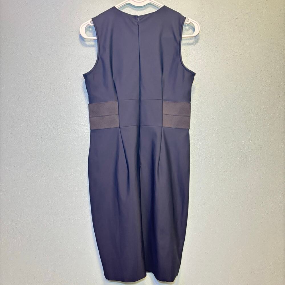 Women's Ann Taylor Navy Career Sleeveless Dress with Black Waist Band - Size 6P - Picture 6 of 6